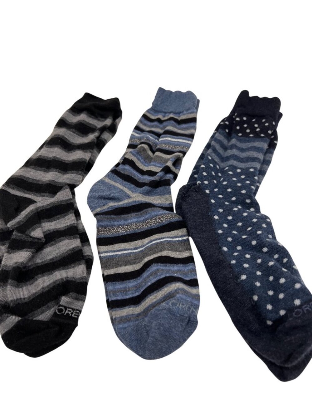 Lorenzo 3 pair blue black gray patterned socks